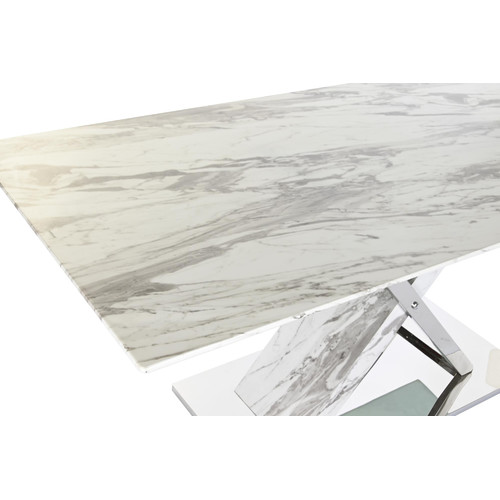 MESA COMEDOR ACERO CRISTAL 180X90X78 SIMIL MARMOL