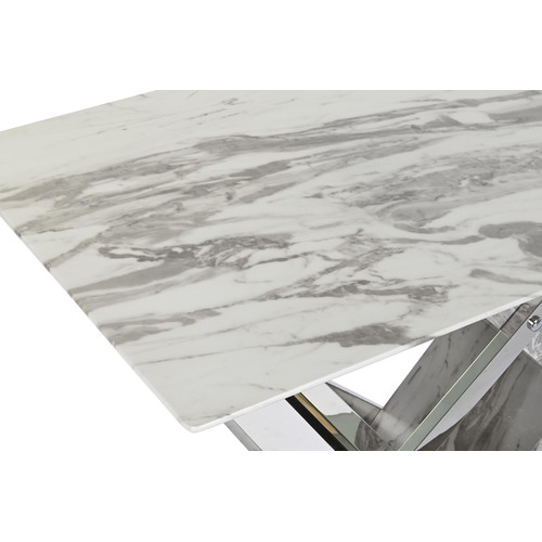 MESA CENTRO ACERO CRISTAL 120X60X42 SIMIL MARMOL