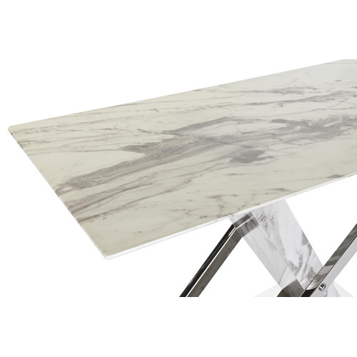 CONSOLA ACERO CRISTAL 120X40X75 SIMIL MARMOL