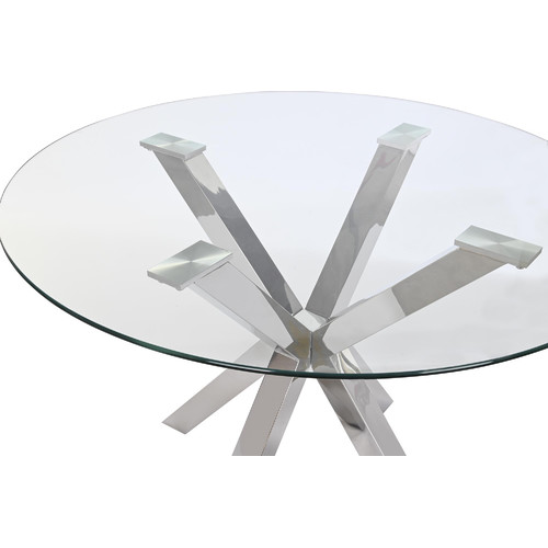 MESA COMEDOR ACERO CRISTAL 110X110X76 35,00