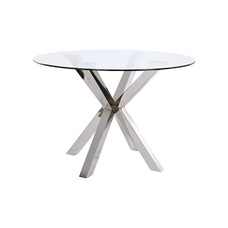 MESA COMEDOR ACERO CRISTAL 110X110X76 35,00