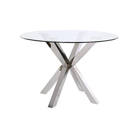 MESA COMEDOR ACERO CRISTAL 110X110X76 35,00