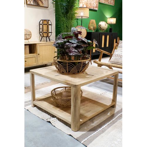 MESA CENTRO MANGO RATAN 76X76X45 MARRON CLARO