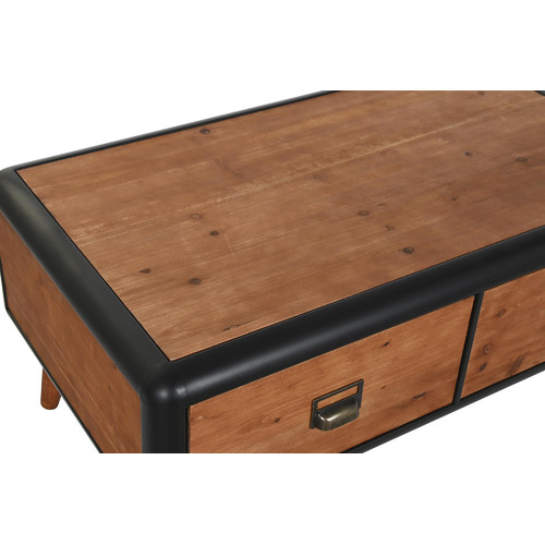 MESA CENTRO ABETO METAL 97X56X45 MARRON OSCURO