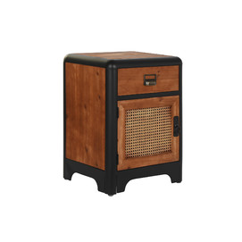 MESITA DE NOCHE ABETO METAL 48X40X62 MARRON OSCURO