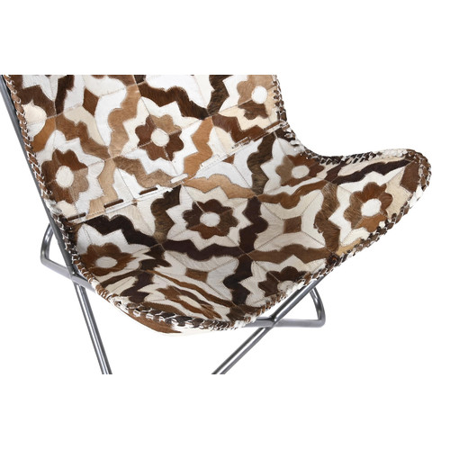 SILLON PIEL HIERRO 70X70X90 ROMBOS MARRON