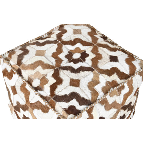 POUF PIEL POLIESTER 45X45X40 ROMBOS MARRON