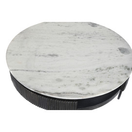 MESA CENTRO MANGO MARMOL 90X90X42 NEGRO