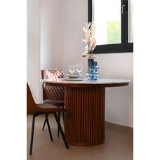 MESA COMEDOR MARMOL METAL 110X110X76 COBRIZO