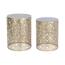 MESITA AUXILIAR SET 2 METAL CRISTAL 42X42X55