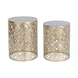 MESITA AUXILIAR SET 2 METAL CRISTAL 42X42X55