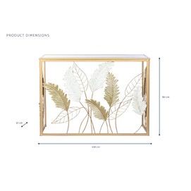 CONSOLA METAL ESPEJO 108X37X80 HOJAS DORADO