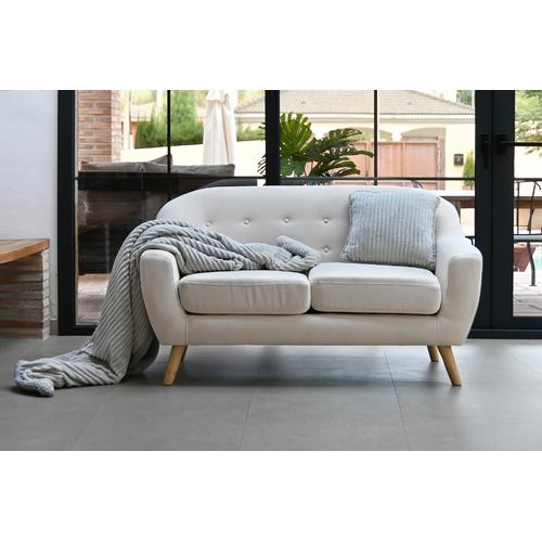 SOFA POLIESTER RUBBERWOOD 146X84X82 2 PLAZAS CREMA