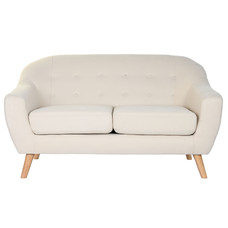SOFA POLIESTER RUBBERWOOD 146X84X82 2 PLAZAS CREMA