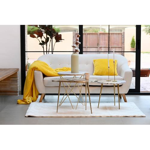 SOFA POLIESTER RUBBERWOOD 172X82X82 3 PLAZAS CREMA