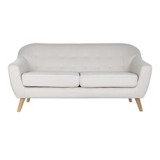 SOFA POLIESTER RUBBERWOOD 172X82X82 3 PLAZAS CREMA