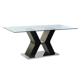 MESA COMEDOR CRISTAL TEMPLADO MDF 180X90X76 NEGRO