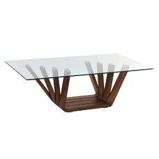 MESA CENTRO NOGAL CRISTAL 130X70X42 10 MM, NATURAL