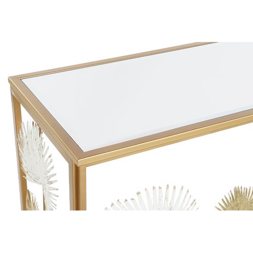 CONSOLA METAL ESPEJO 108X37X80 12,40 HOJAS DORADO