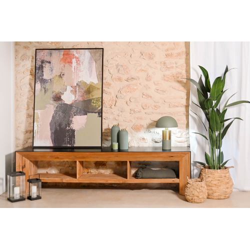 MUEBLE TV MADERA RECICLADA PINO 240X48X60 MARRON