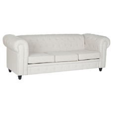 SOFA POLIESTER MADERA 209X84X76 CREMA