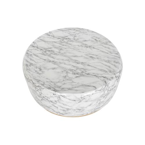 MESA CENTRO HIERRO 119X119X45 SIMIL MARMOL BLANCO