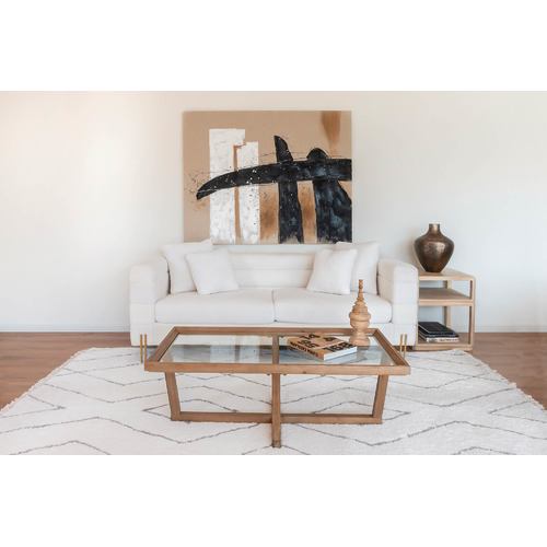 SOFA POLIESTER METAL 205X85X73 BORREGUITO BLANCO