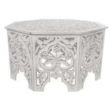 MESA CENTRO MDF 84X84X46 ENVEJECIDO BLANCO