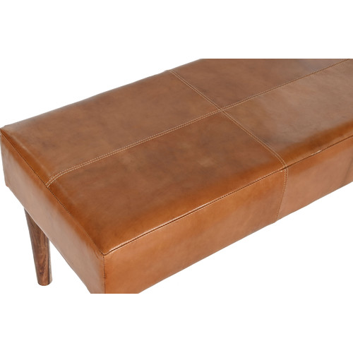 DESCALZADORA PIEL MADERA 122X41X46 CAMEL