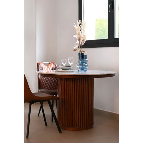 MESA COMEDOR MARMOL METAL 110X110X76 NEGRO