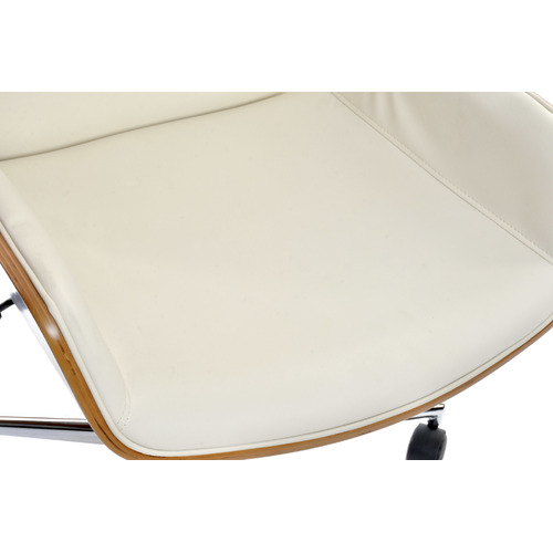 SILLA PU NOGAL 60X65,5X118 AJUSTABLE CROMADO CREMA