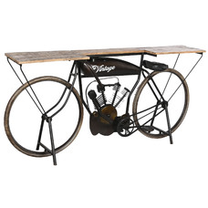 CONSOLA METAL MADERA 180X35X86 MOTO NATURAL
