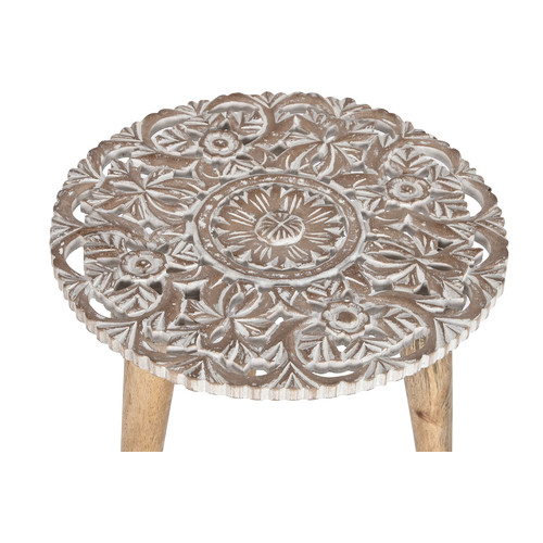 MESITA AUXILIAR SET 2 MADERA 45X45X45 TALLADA