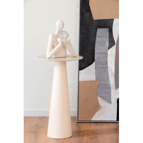 MESITA AUXILIAR METAL CERAMICA 40X40X72 BEIGE