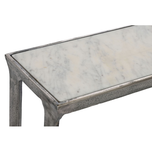 CONSOLA SET 2 MARMOL ALUMINIO 108X30X79 PATINADO