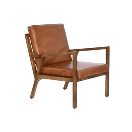 BUTACA PIEL MADERA 60X72X77 MARRON