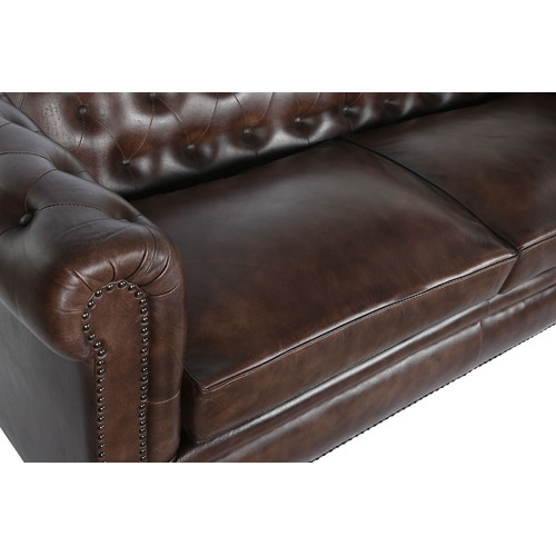 SOFA PIEL 190X77X80 CHESTER 3 PLAZAS MARRON OSCURO