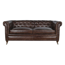 SOFA PIEL 190X77X80 CHESTER 3 PLAZAS MARRON OSCURO