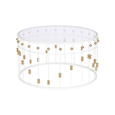 MESA CENTRO METAL CRISTAL 82X82X45 BLANCO