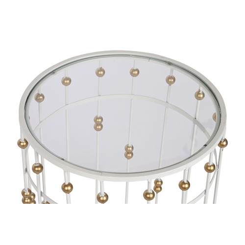 MESITA AUXILIAR SET 2 METAL CRISTAL 42X42X55 38X50