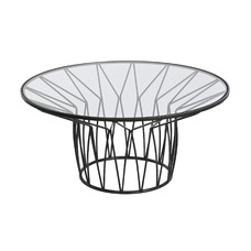 MESA CENTRO METAL CRISTAL 85X85X39 NEGRO