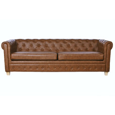 SOFA POLIESTER MADERA 218X78X70 3 PLAZAS MARRON