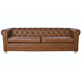 SOFA POLIESTER MADERA 218X78X70 3 PLAZAS MARRON