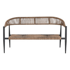 SOFA ALUMINIO RATAN 131X55X76 2 PLAZAS NEGRO