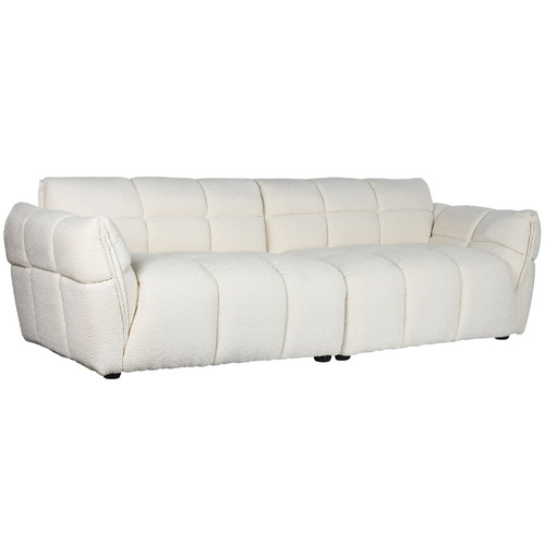 SOFA POLIESTER MADERA 260X108X82 BUCLE BLANCO