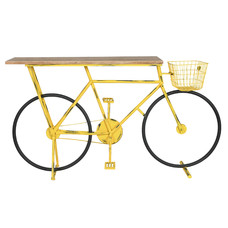 CONSOLA METAL MADERA 160X40X88 BICICLETA AMARILLO