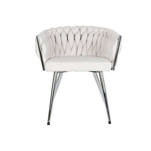 SILLA POLIESTER METAL 48X41,5X76 TRENZADA BEIGE