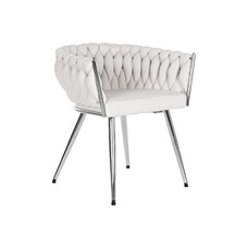 SILLA POLIESTER METAL 48X41,5X76 TRENZADA BEIGE