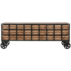 CAJONERA ABETO METAL 142X30X50 22,50 RUEDAS NEGRO