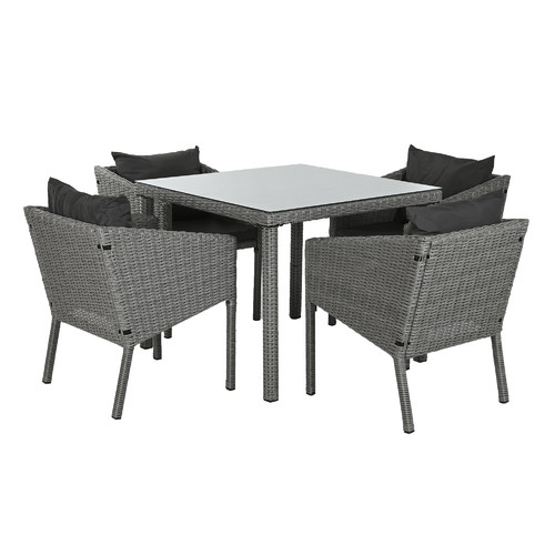 MESA SET 5 RATAN SINTETICO 90X90X72 CON COJINES